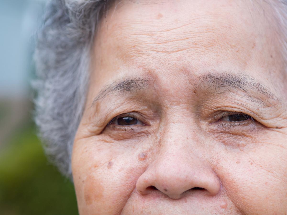 Close-up of face elderly woman smiling