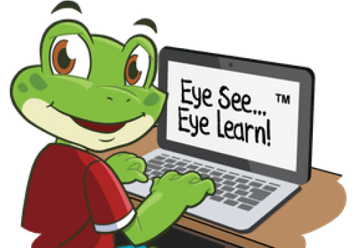 Fribbit the frog at a computer