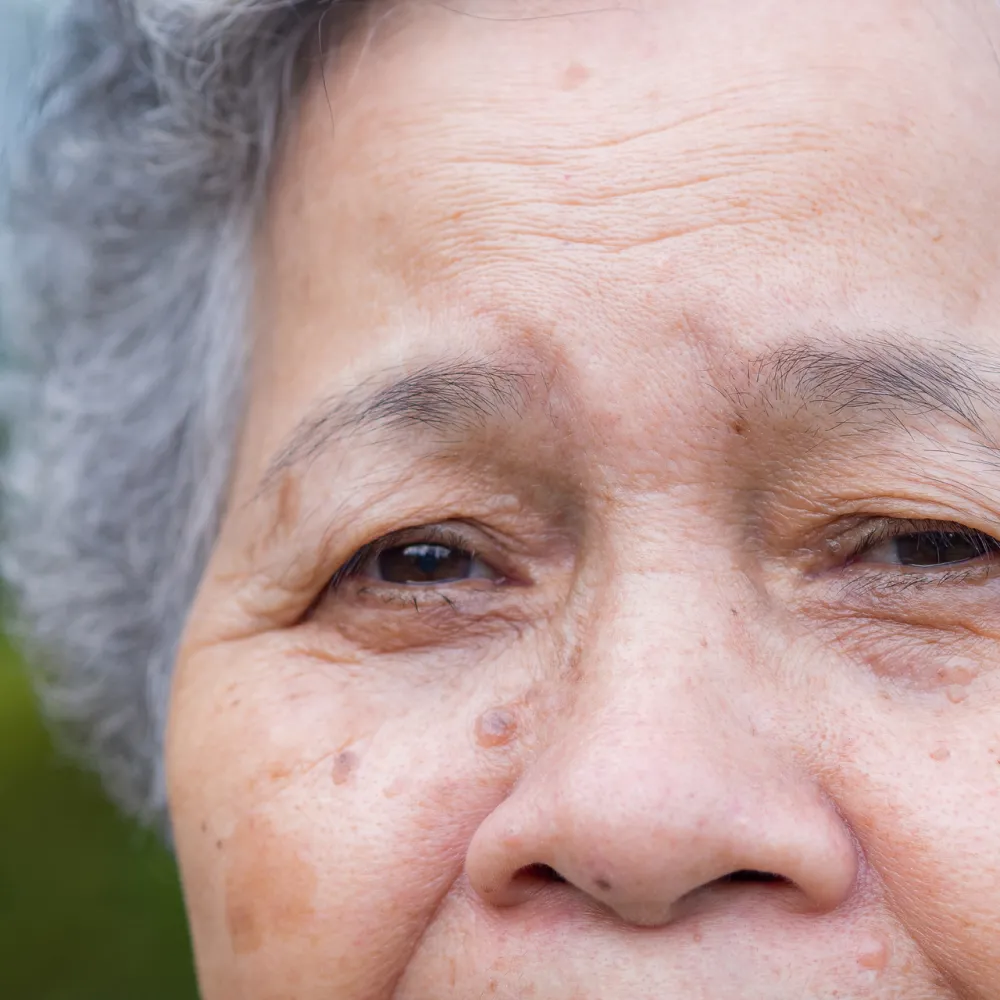 Close-up of face elderly woman smiling